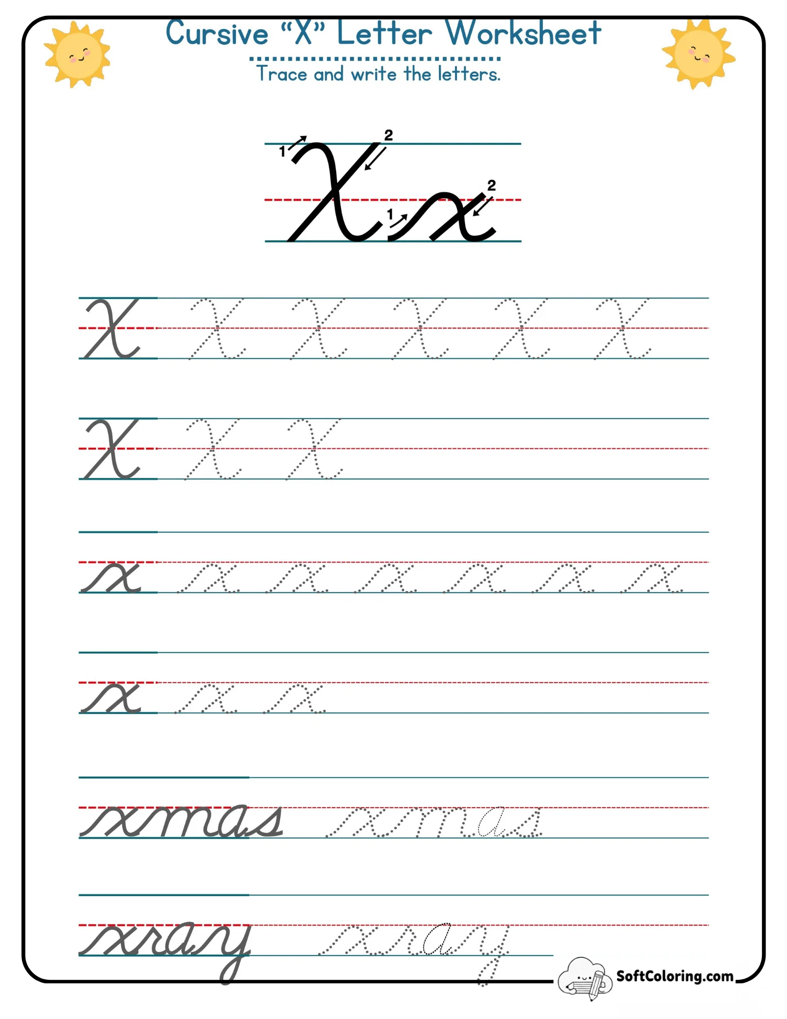 Cursive X Letter Worksheet