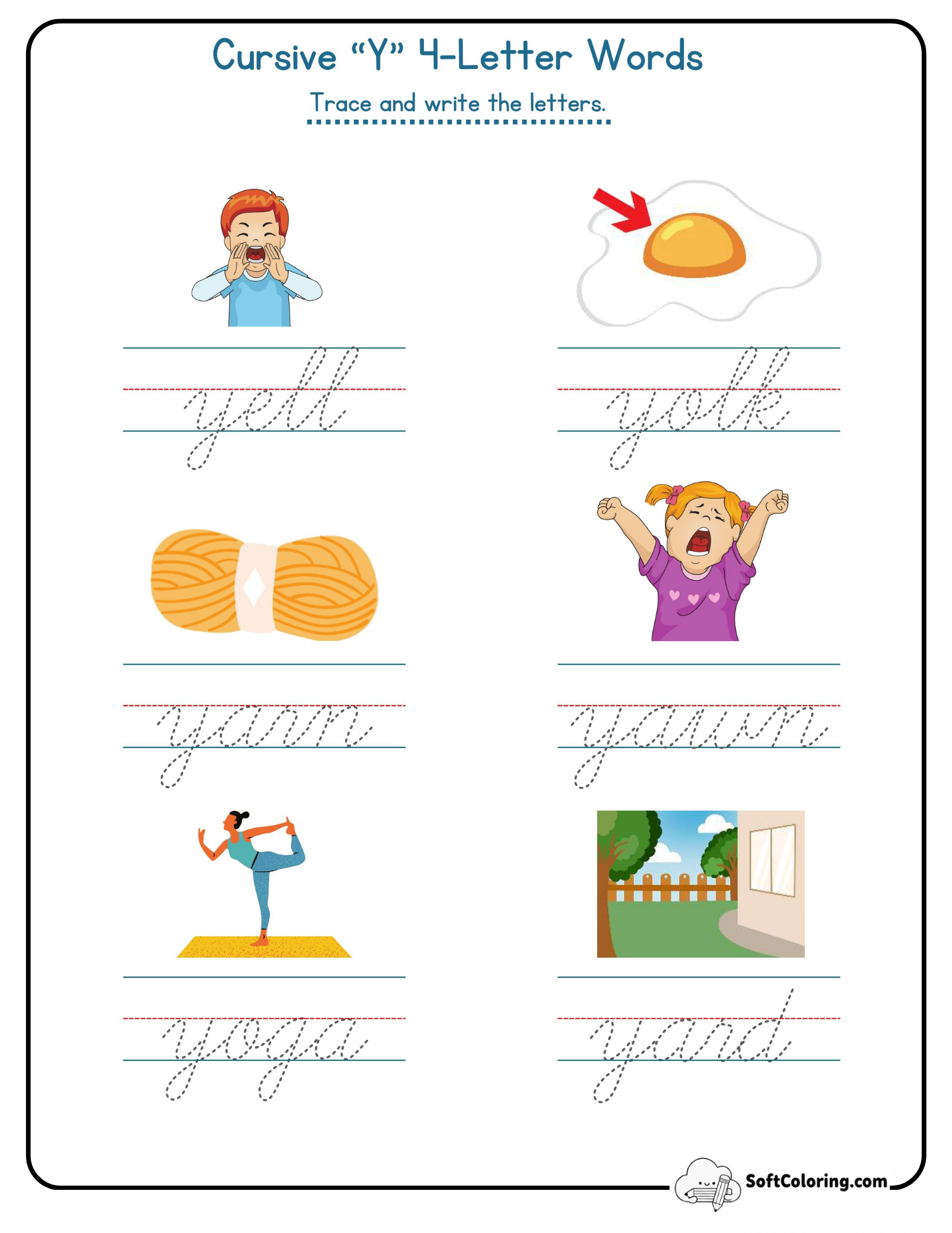 Cursive Y 4-Letter Words