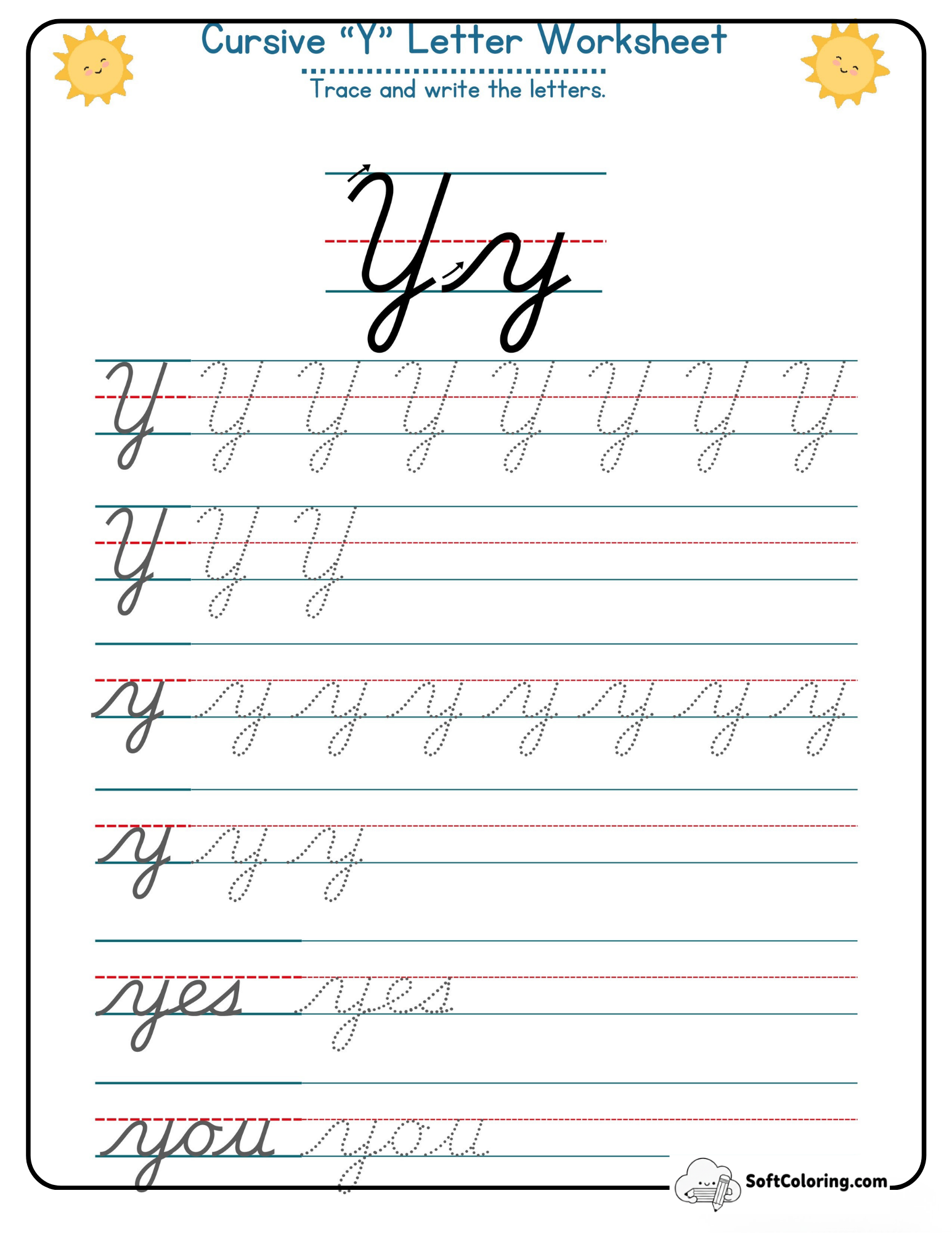 Cursive Y Letter Worksheet