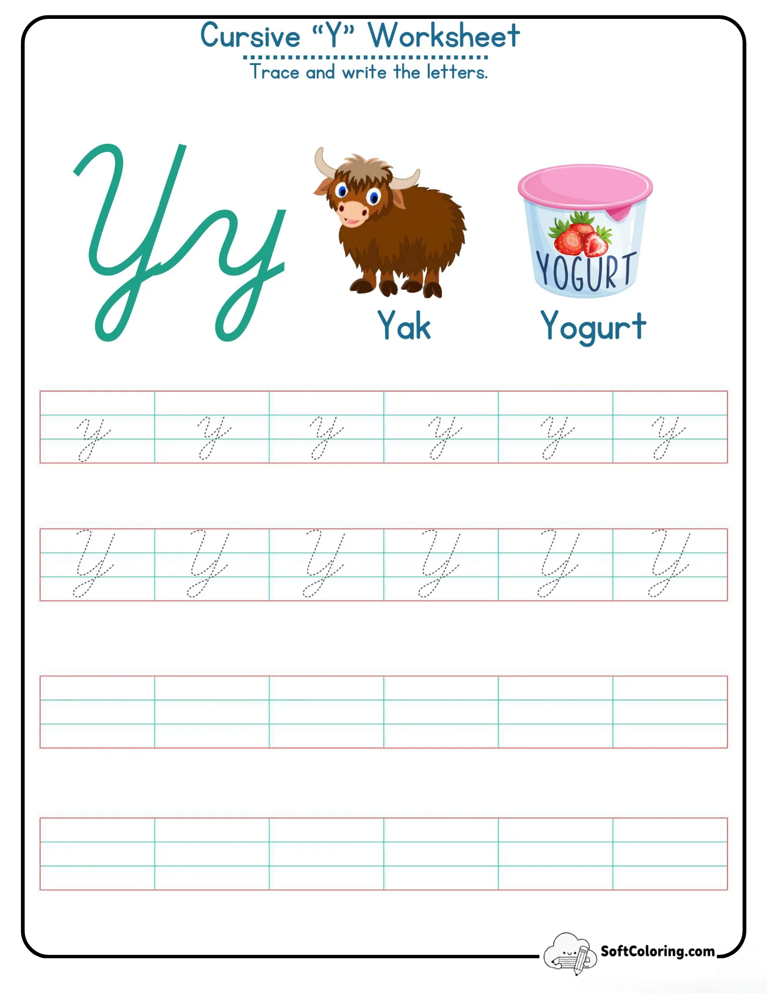 Cursive Y Worksheet
