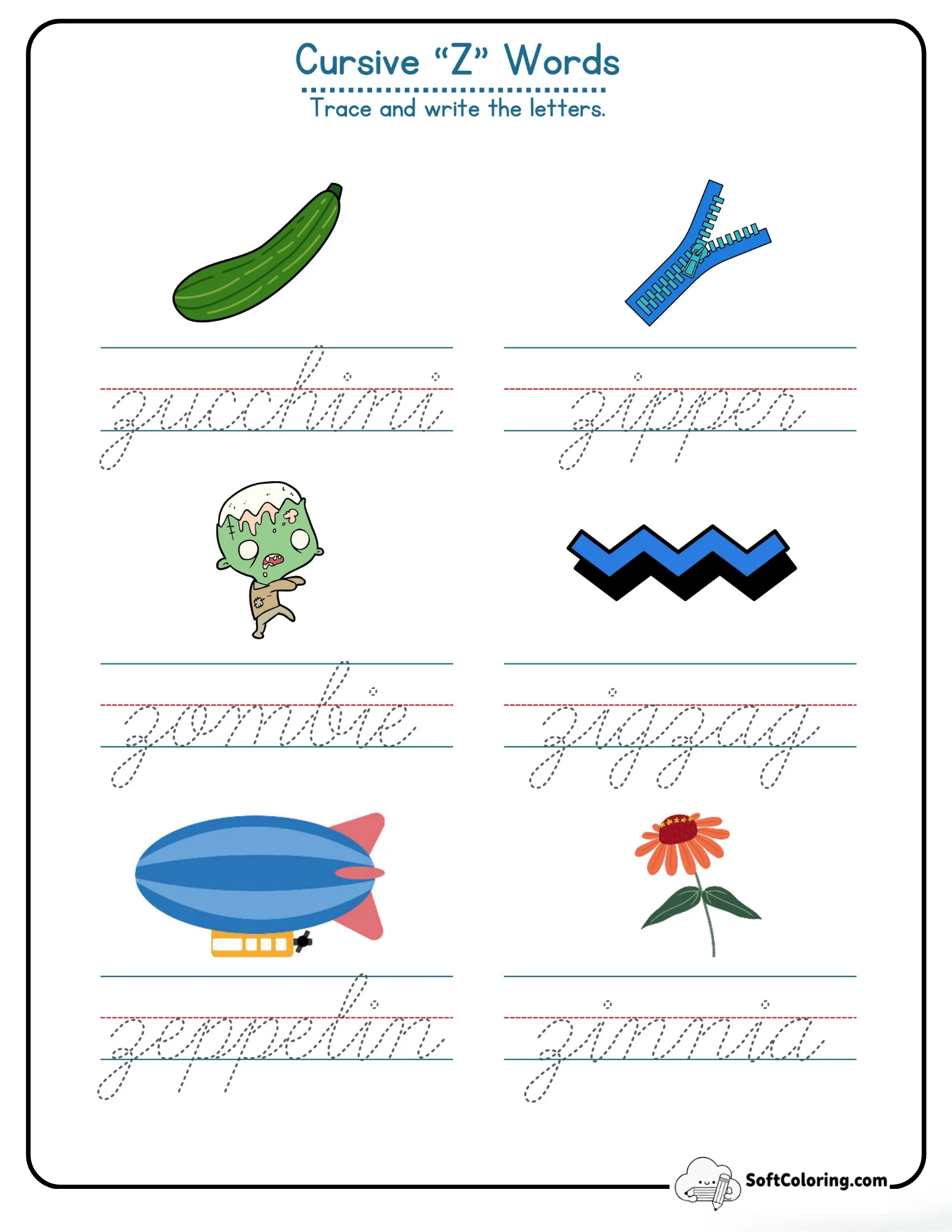 Cursive Z Words