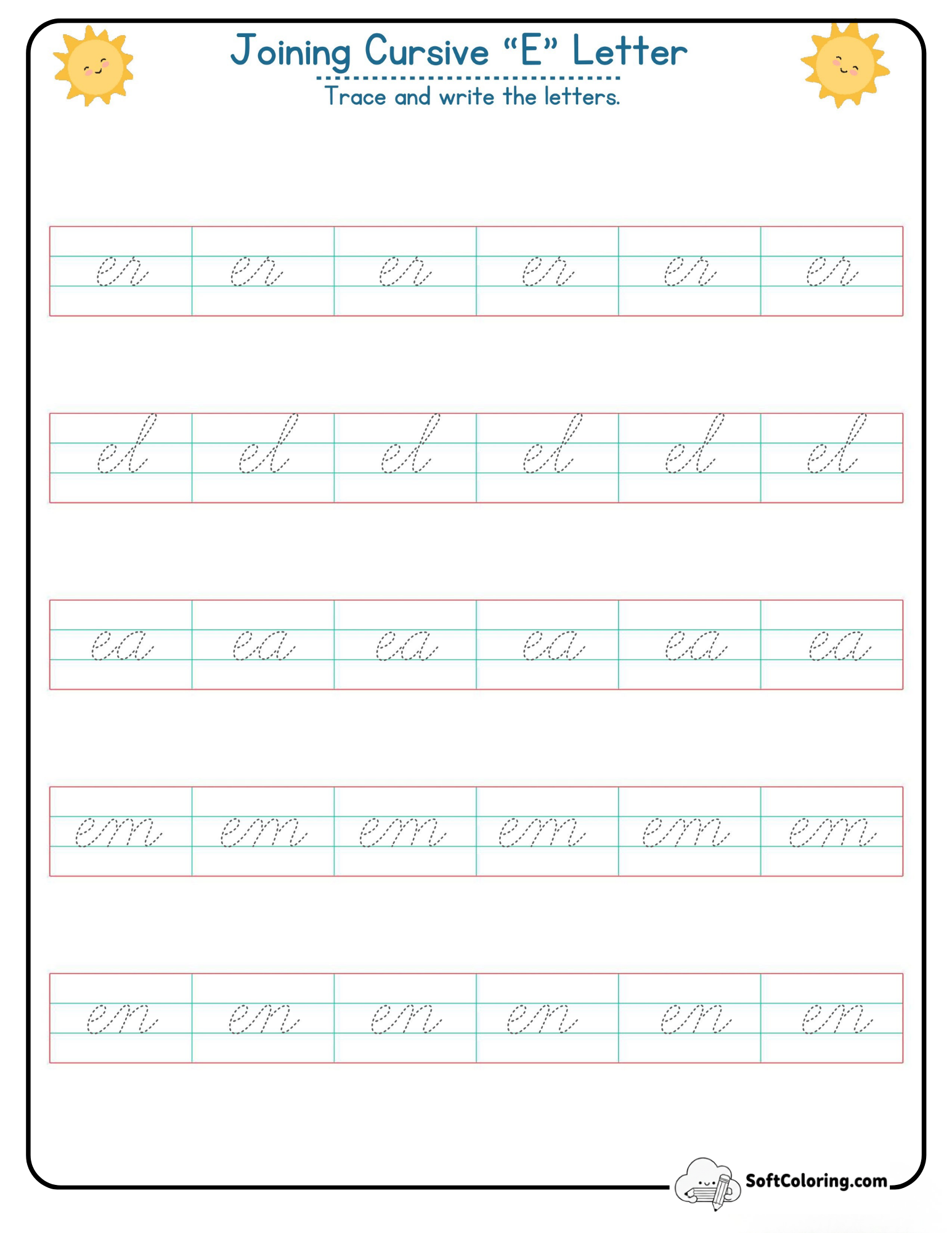 Joining Cursive E Letter