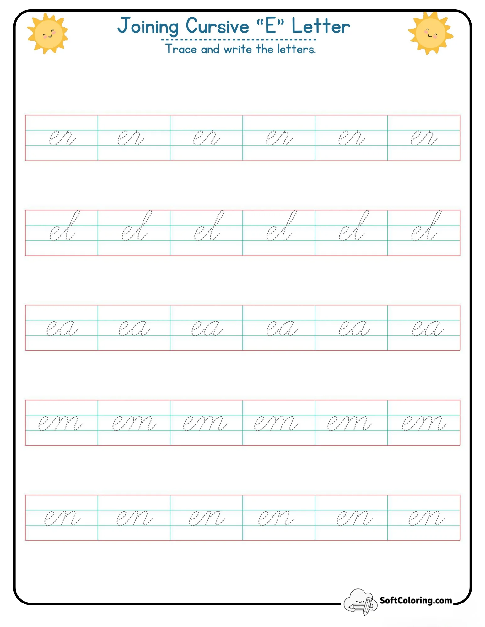 Joining Cursive E Letter
