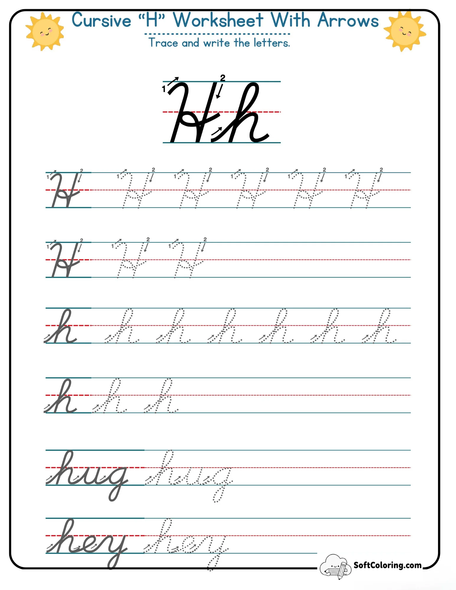 Joining Cursive H Letter