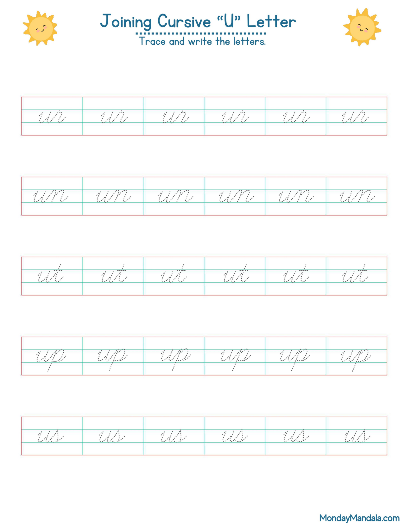 Joining Cursive U Letter