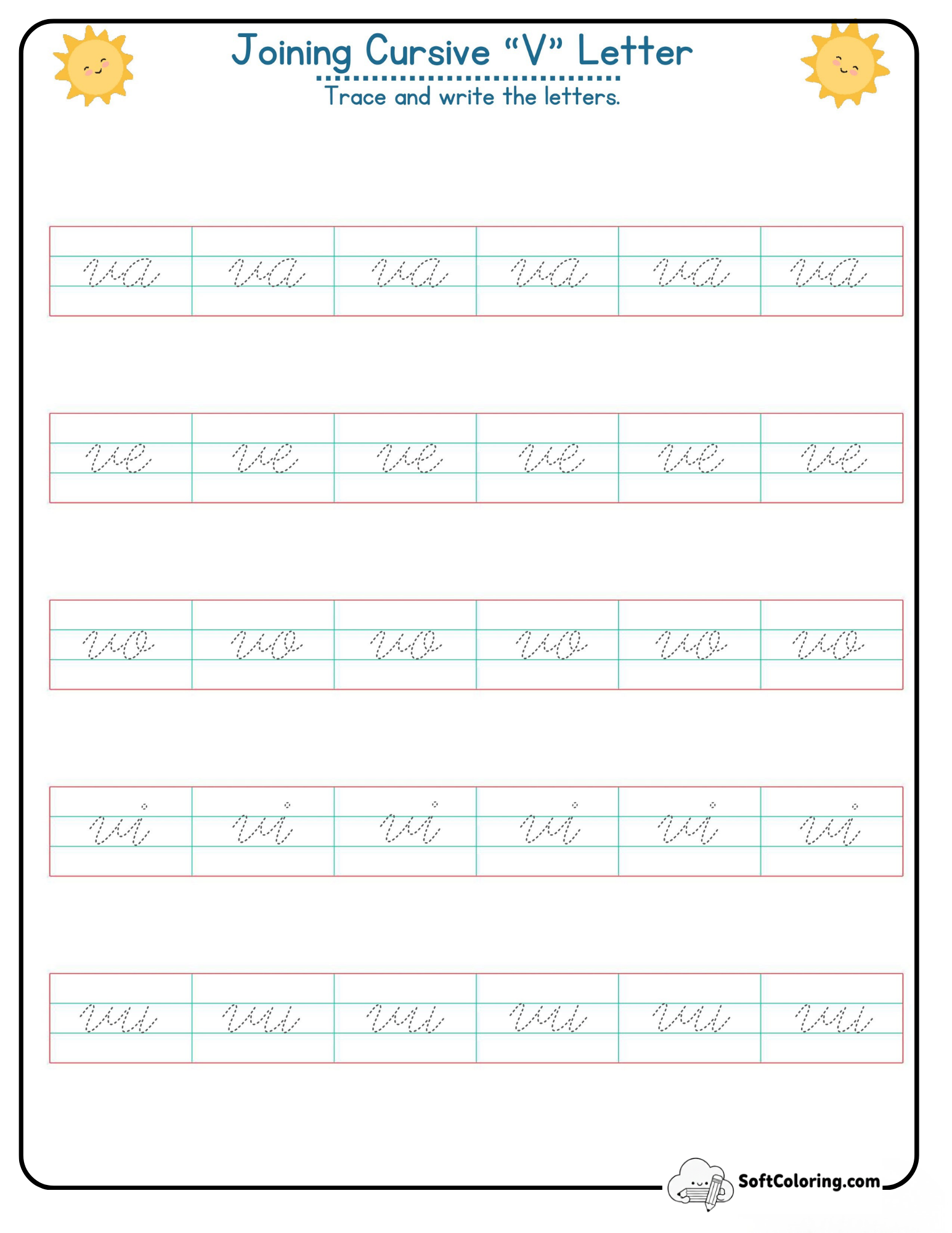 Joining Cursive V Letter