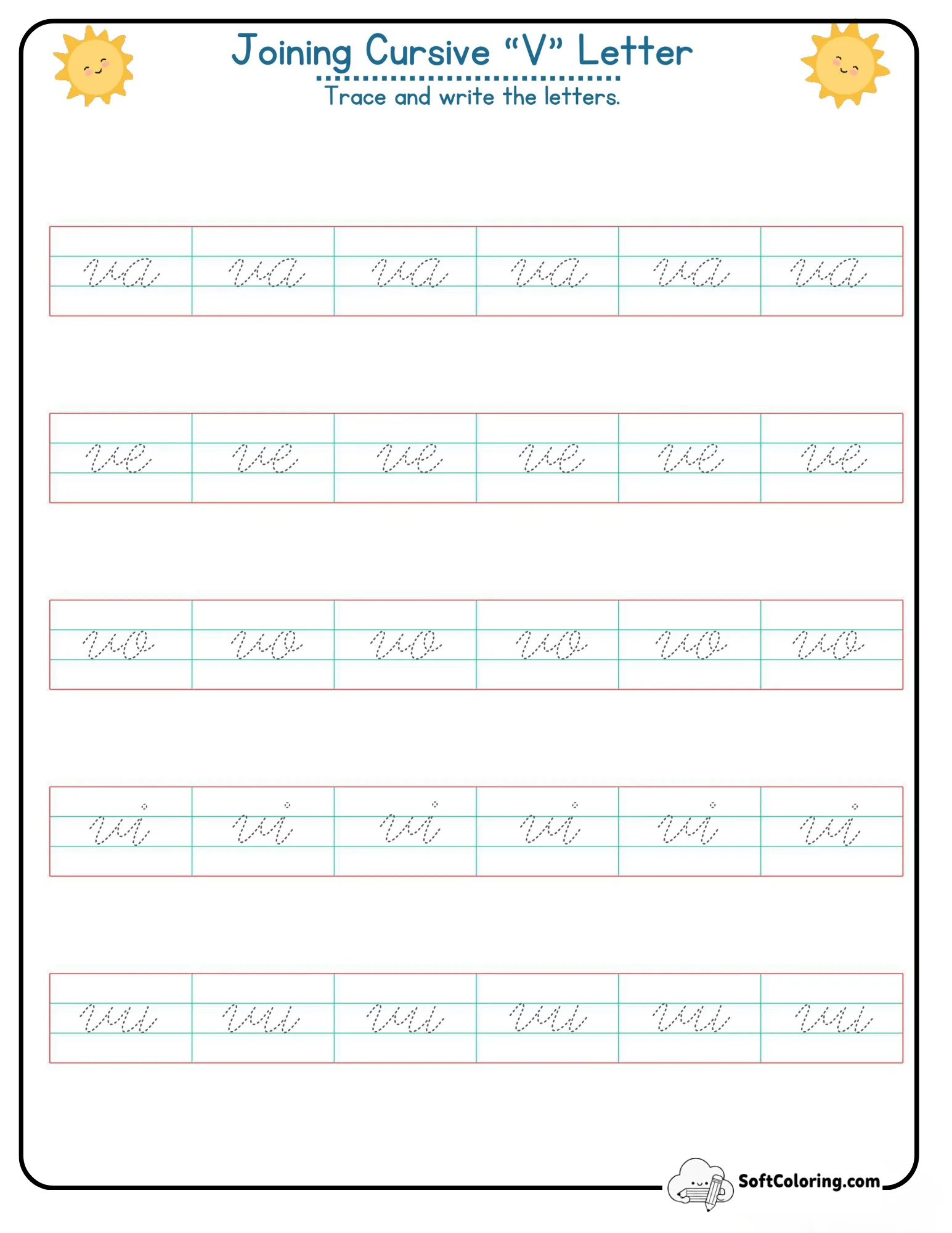 Joining Cursive V Letter