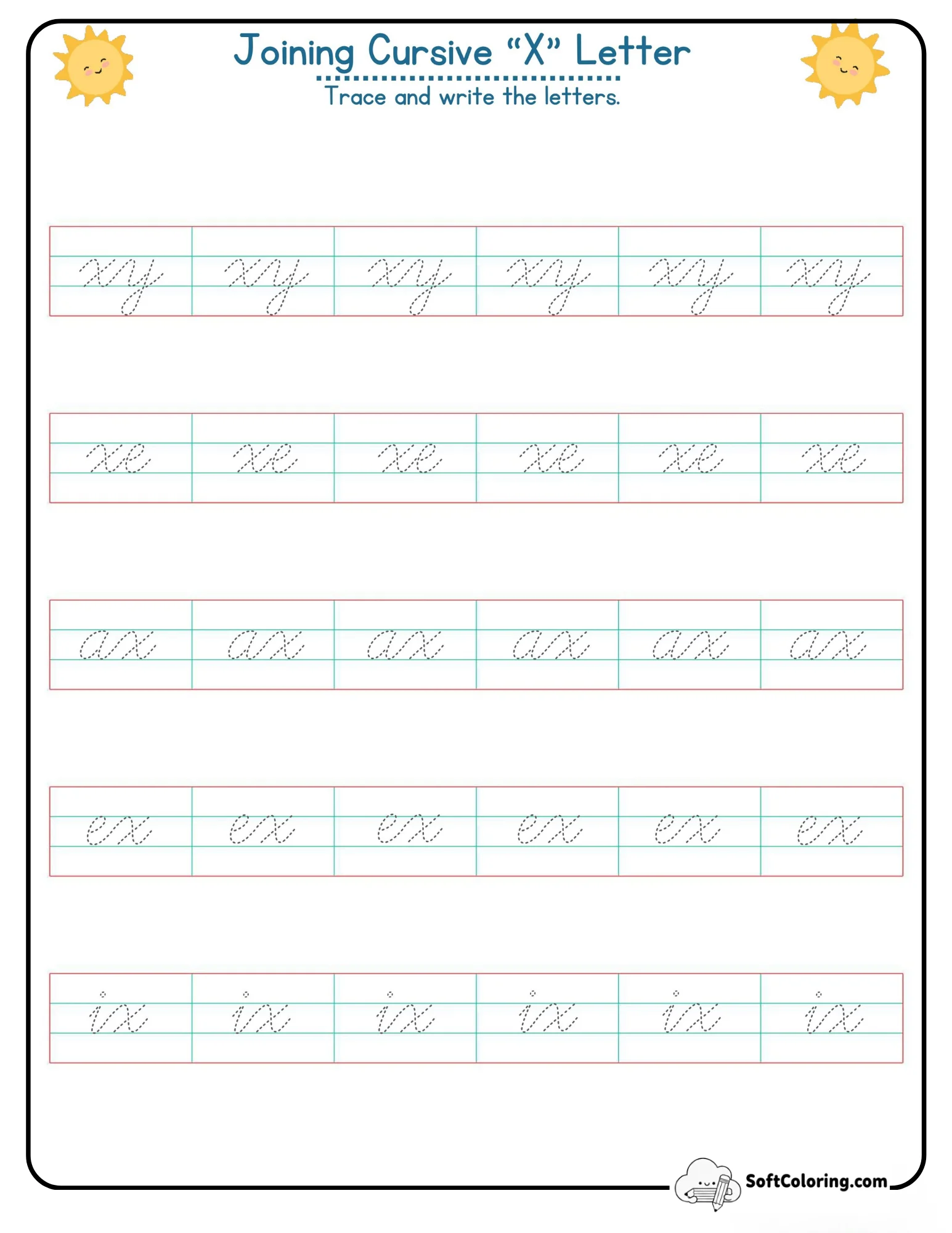 Joining Cursive X Letter