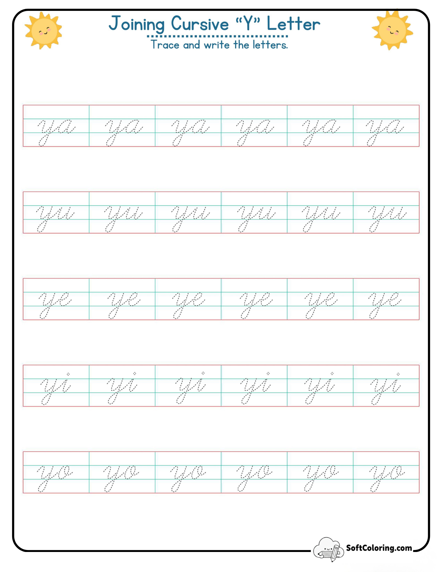 Joining Cursive Y Letter