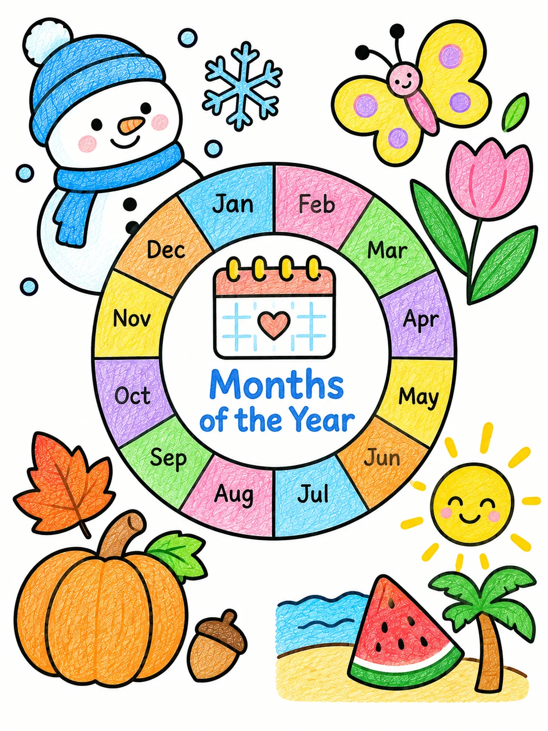 Months Of The Year Coloring Pages
