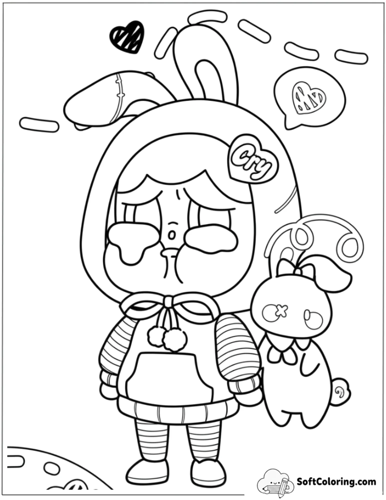 Cry Baby Popmart With Bunny Pet Coloring Sheet