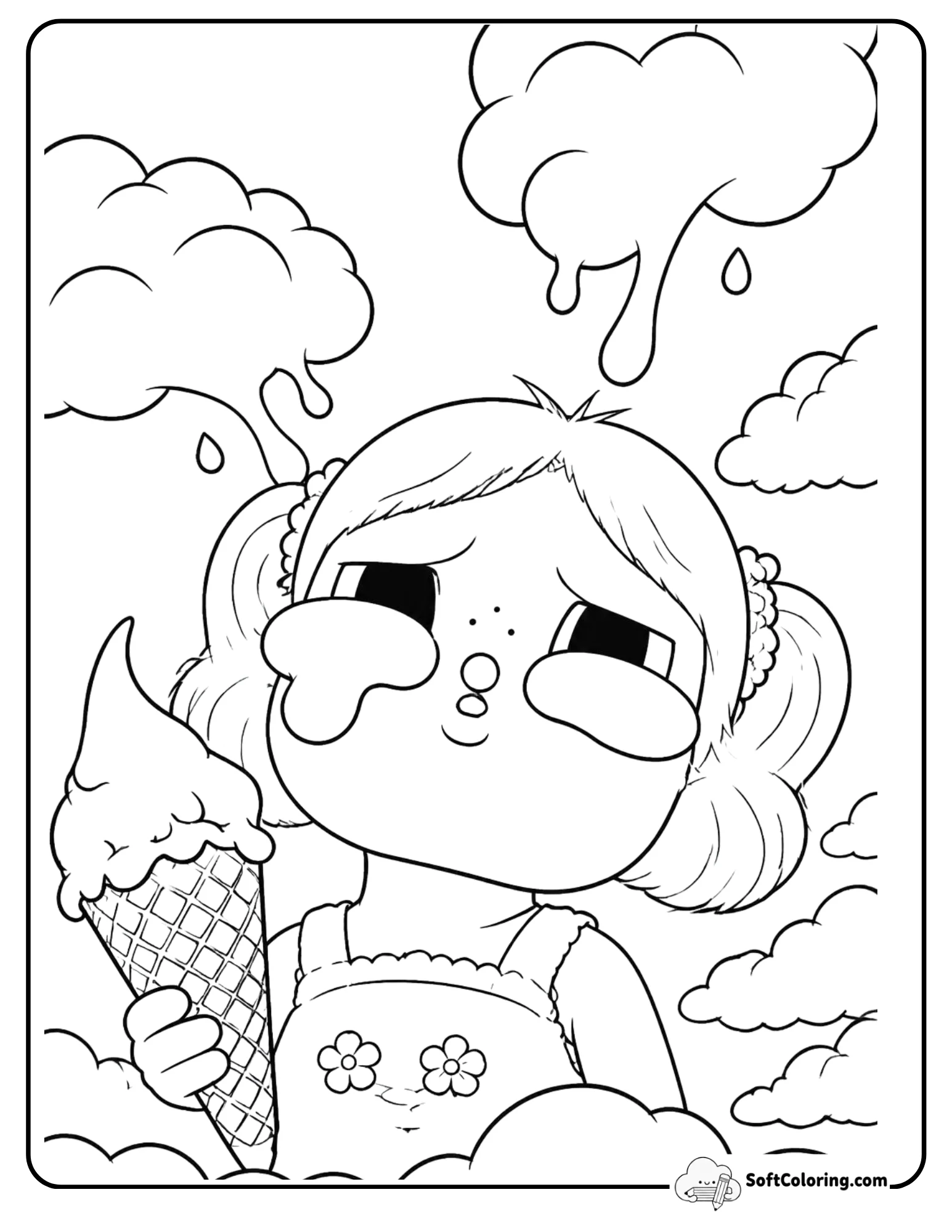 Cry Baby Popmart Eating Ice Cream Coloring Page