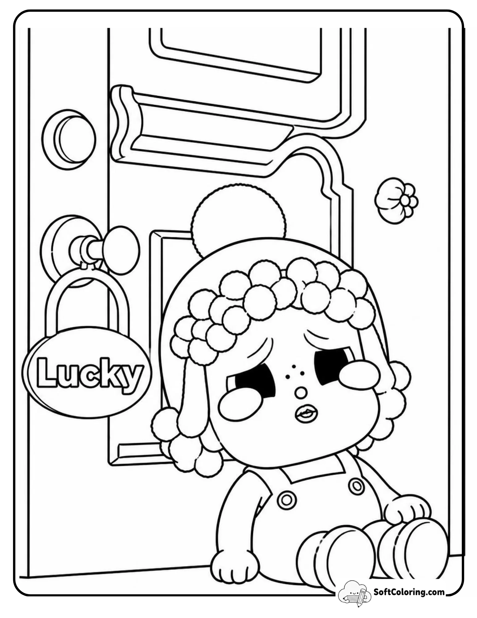 Cry Baby Popmart Sitting By Lucky Door Coloring Page