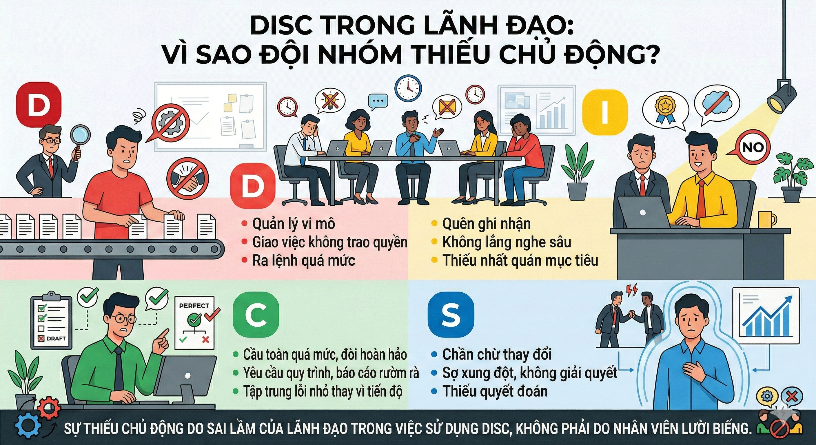 DISC trong lãnh đạo: Vì sao đội nhóm thiếu chủ động?
