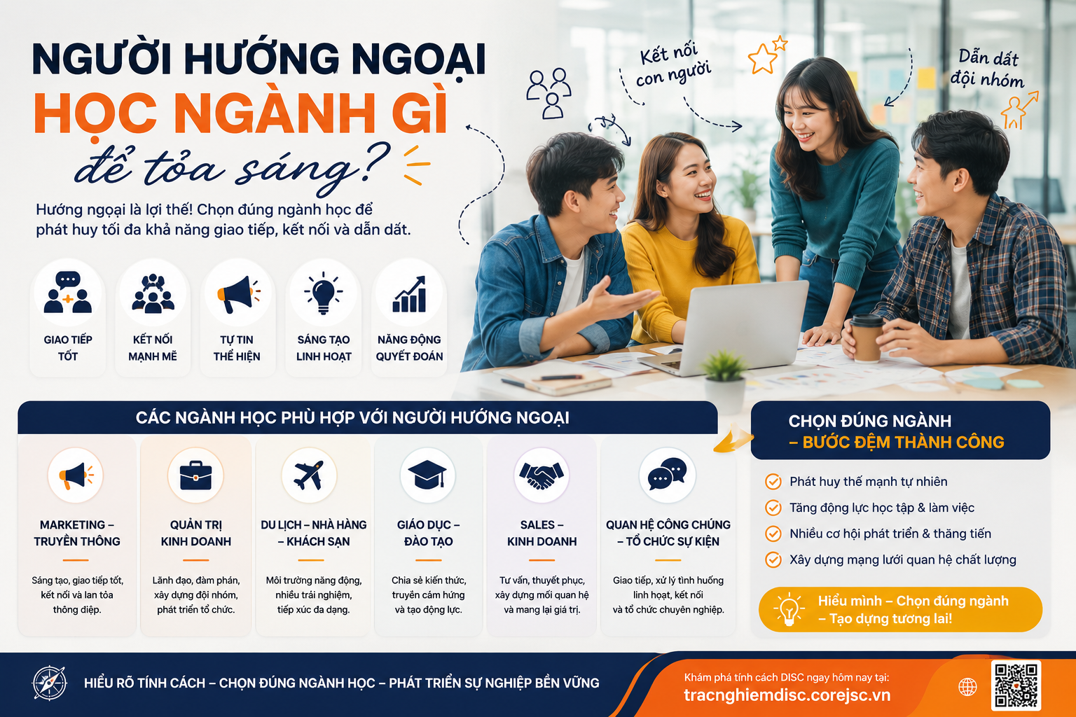 Chọn ngành học phù hợp cho người hướng ngoại