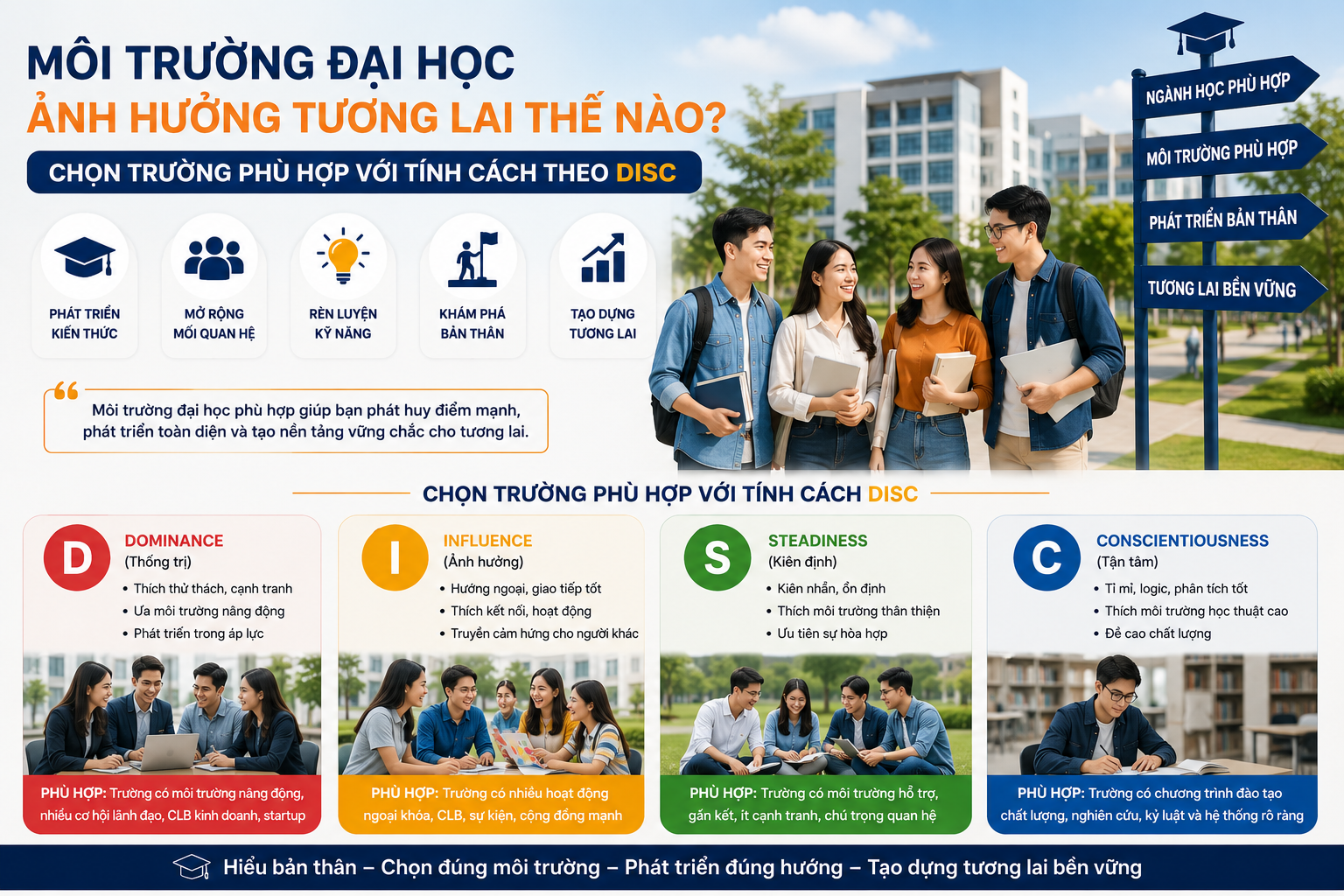 Môi trường đại học phù hợp với tính cách DISC