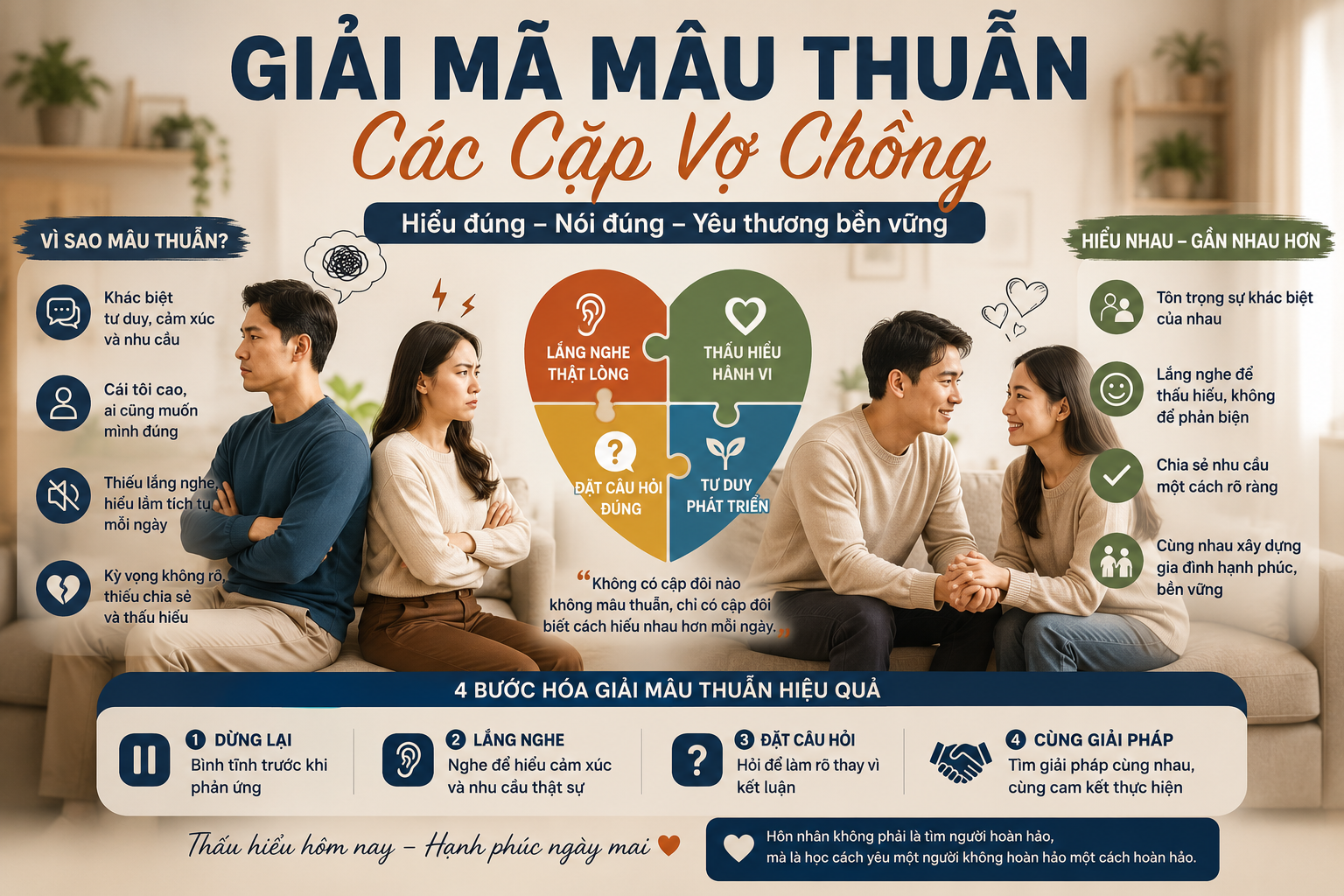 Giải mã mâu thuẫn các cặp vợ chồng