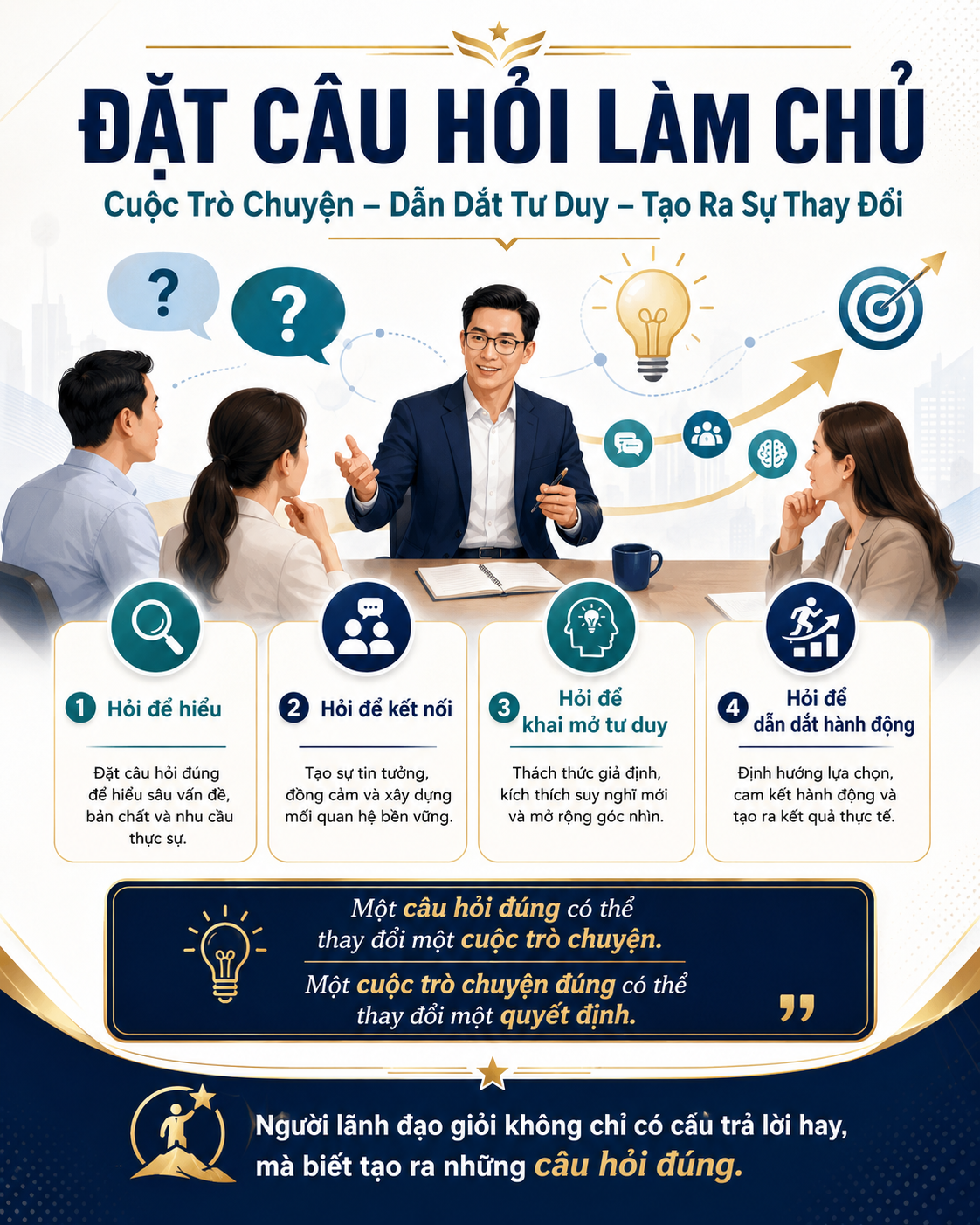 "NGHỆ THUẬT ĐẶT CÂU HỎI Làm chủ cuộc trò chuyện – Dẫn dắt tư duy – Tạo ra sự thay đổi"