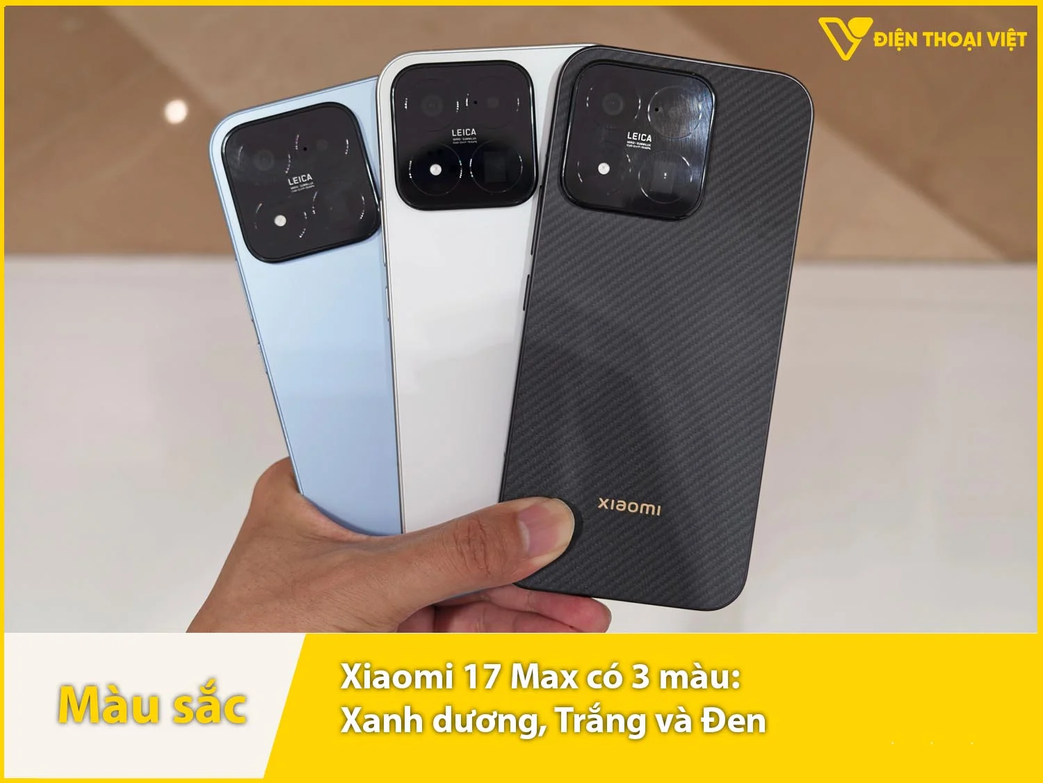 Xiaomi 17 Max cung cấp 3 màu sắc: Đen, Trắng và Xanh dương