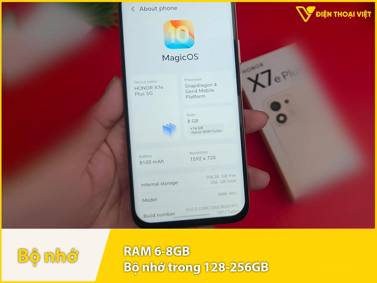 Honor X7e Plus có RAM 6-8GB & Bộ nhớ trong 128-256Gb