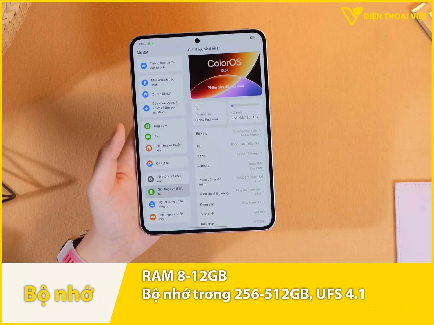 RAM 8-12GB & Bộ nhớ trong 256-512GB