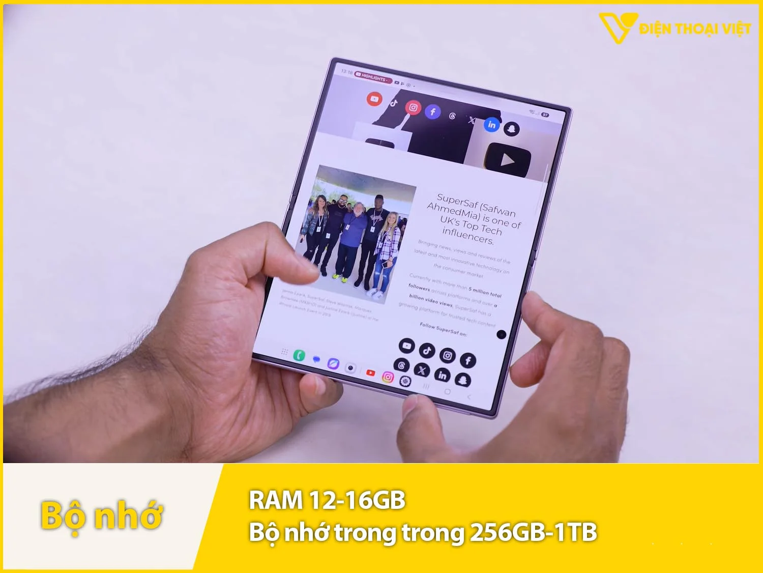 Samsung Galaxy Z Fold 8 có RAM 12-16GB & Bộ nhớ trong 256GB-1TB