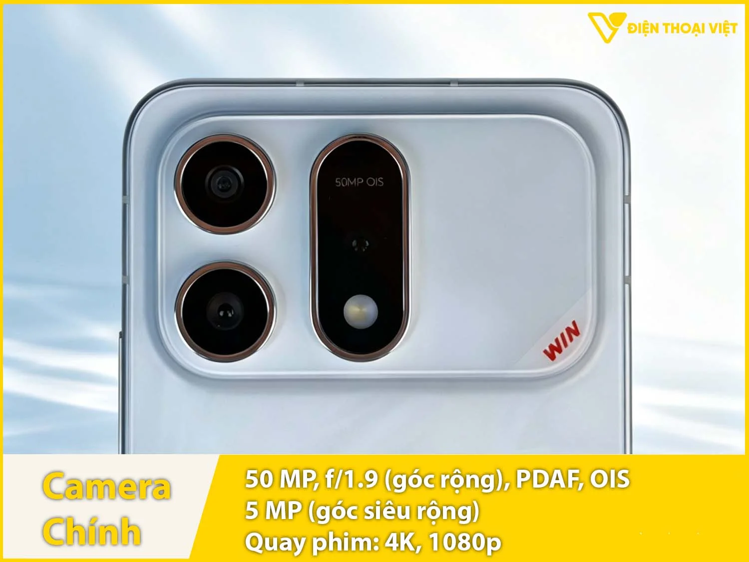 Camera sau 50MP + Siêu rộng 5MP & Quay video 4K