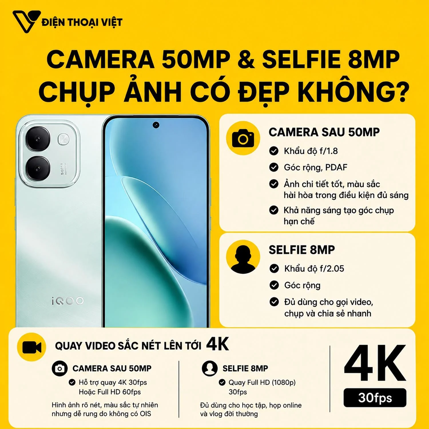 Camera 50MP và selfie 8MP của iQOO Z11S chụp ảnh có đẹp không?