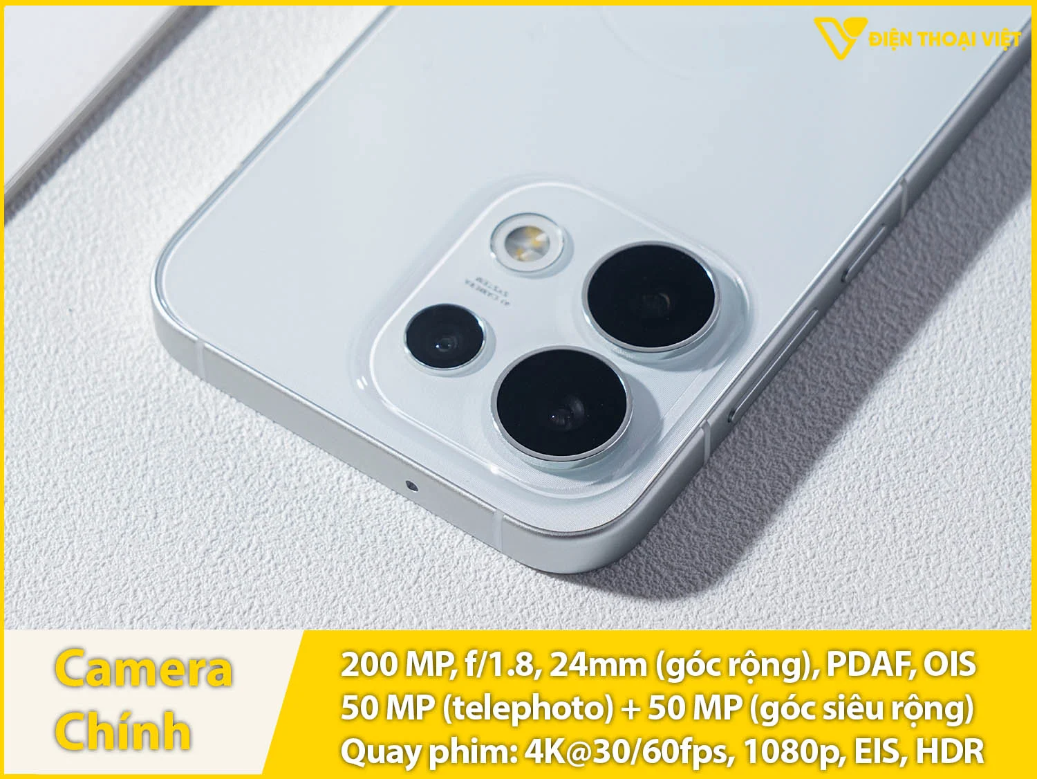 Camera sau 200MP + Tele 50MP + Siêu rộng 50MP & Quay phim 4K