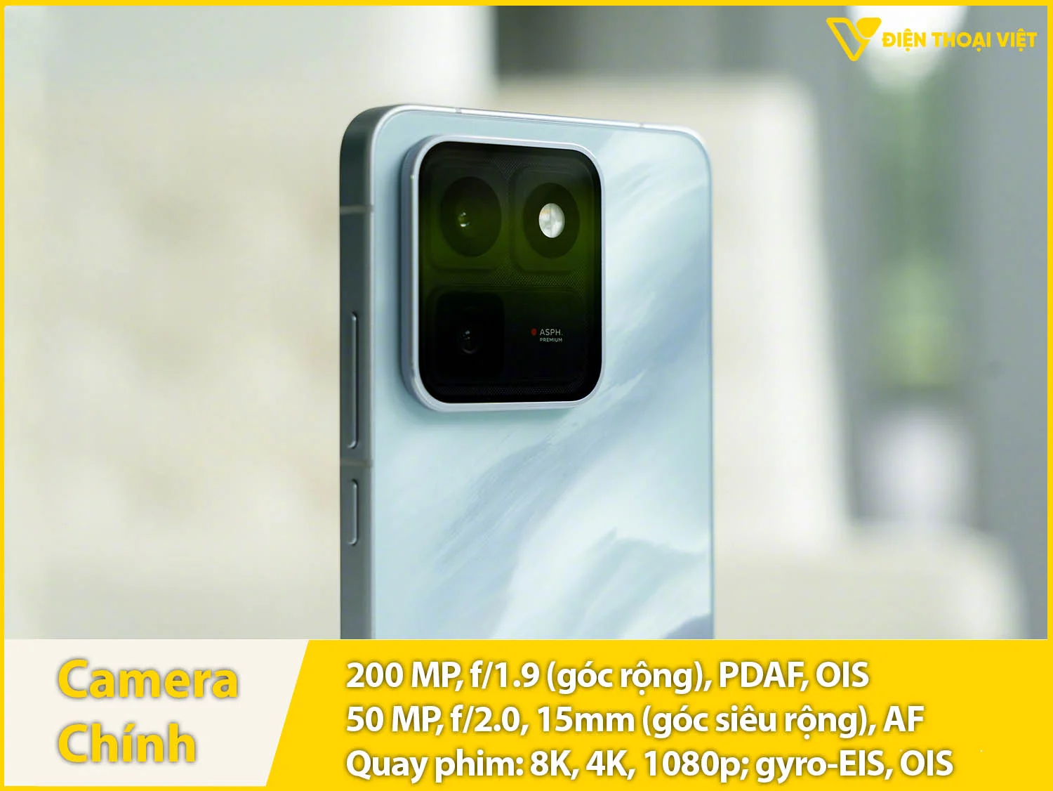 Camera sau 200MP + Góc siêu rộng 50MP & Quay phim 8K