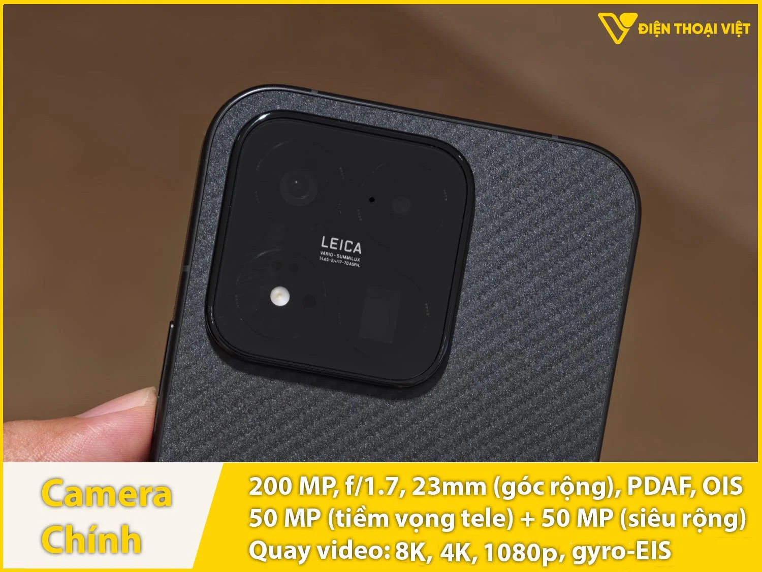 Camera sau 200MP + Tele 50MP + Siêu rộng 50MP & Quay video 8K, 4K