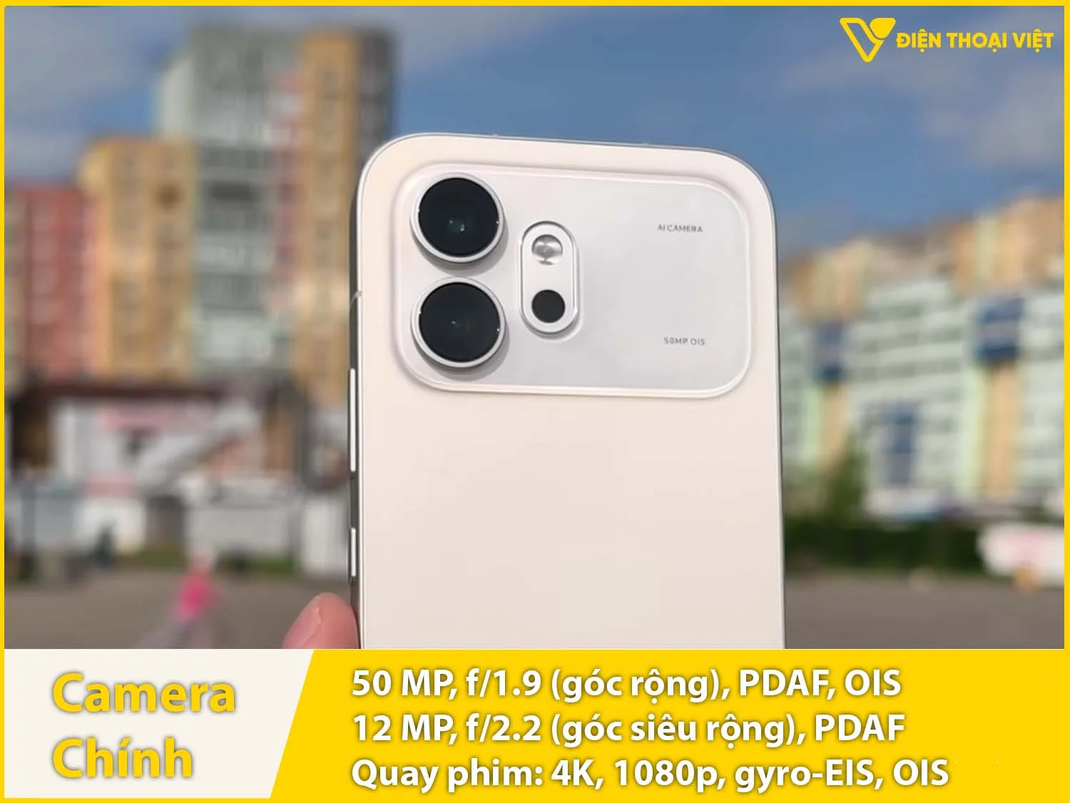 Camera sau 50MP + Góc rộng 12MP & Quay phim 4K
