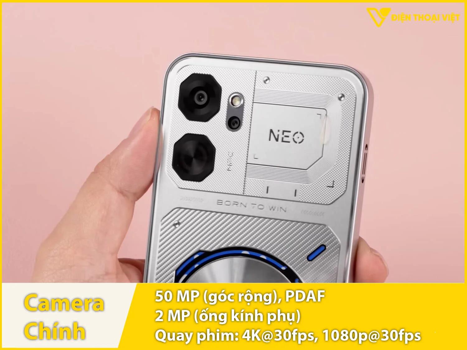Camera sau 50MP +Ống kính phụ 2MP & Quay video 4K