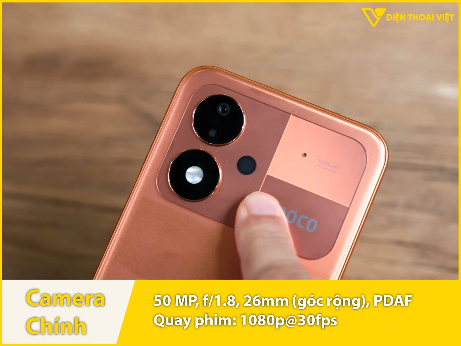 Camera chính 50MP + Tự động lấy nét PDAF & Quay video 1080p