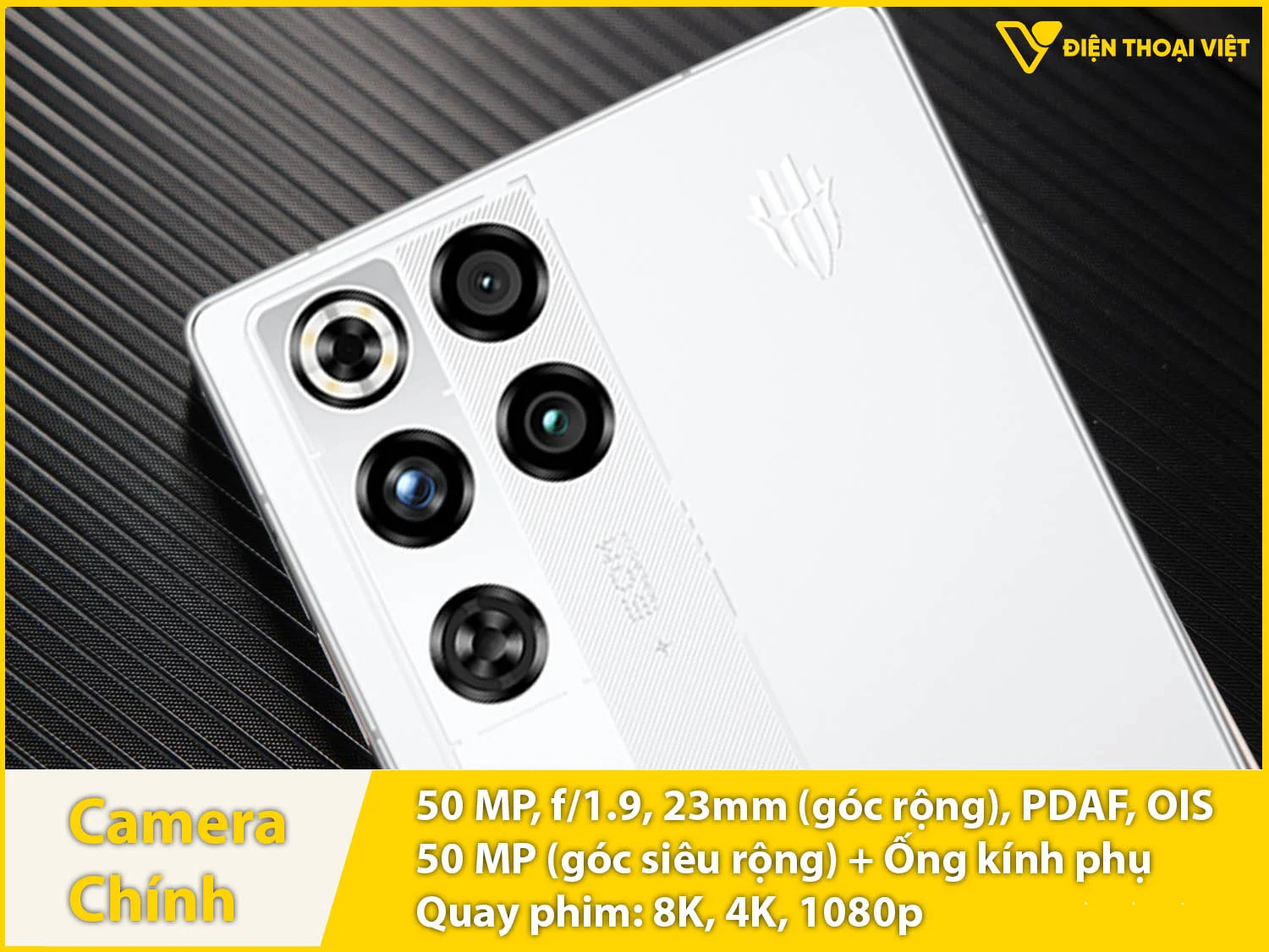 Camera sau 50MP + góc siêu rộng 50MP + Ống kính phụ & Quay video 8K