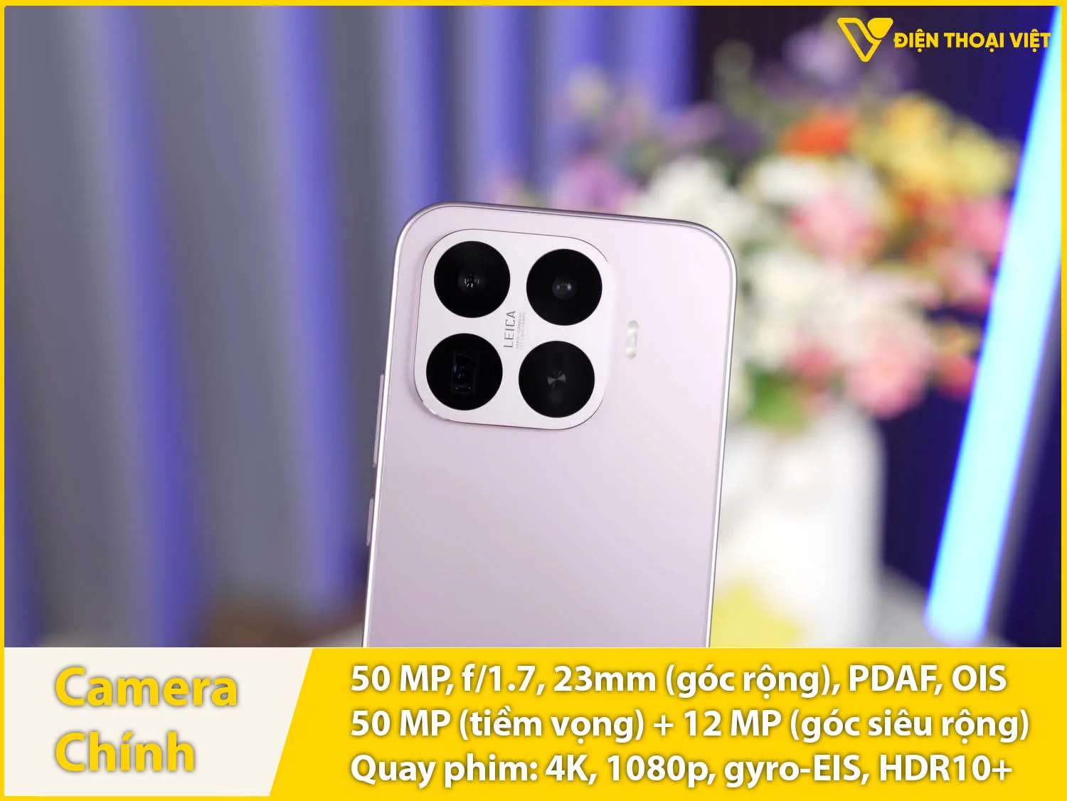 Camera sau 50MP + Tiềm vọng 50MP + Siêu rộng 12MP & Quay video 4K