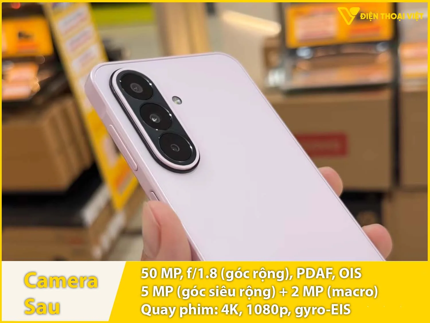 Samsung Galaxy A27 5G có Camera sau 50MP + Siêu rộng 5MP + Macro 2MP & Quay video 4K