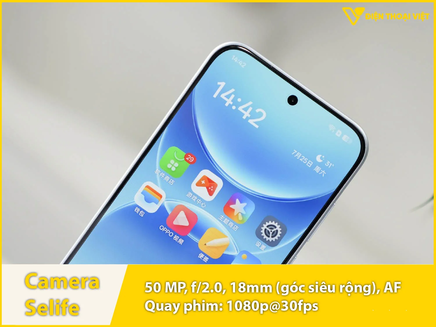 Camera selfie 50MP & Quay video 1080p
