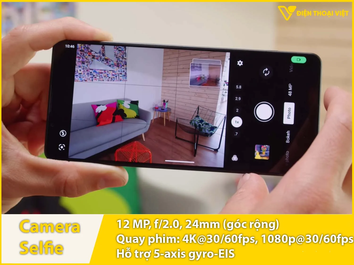 Camera selfie 12MP & Quay video 4K