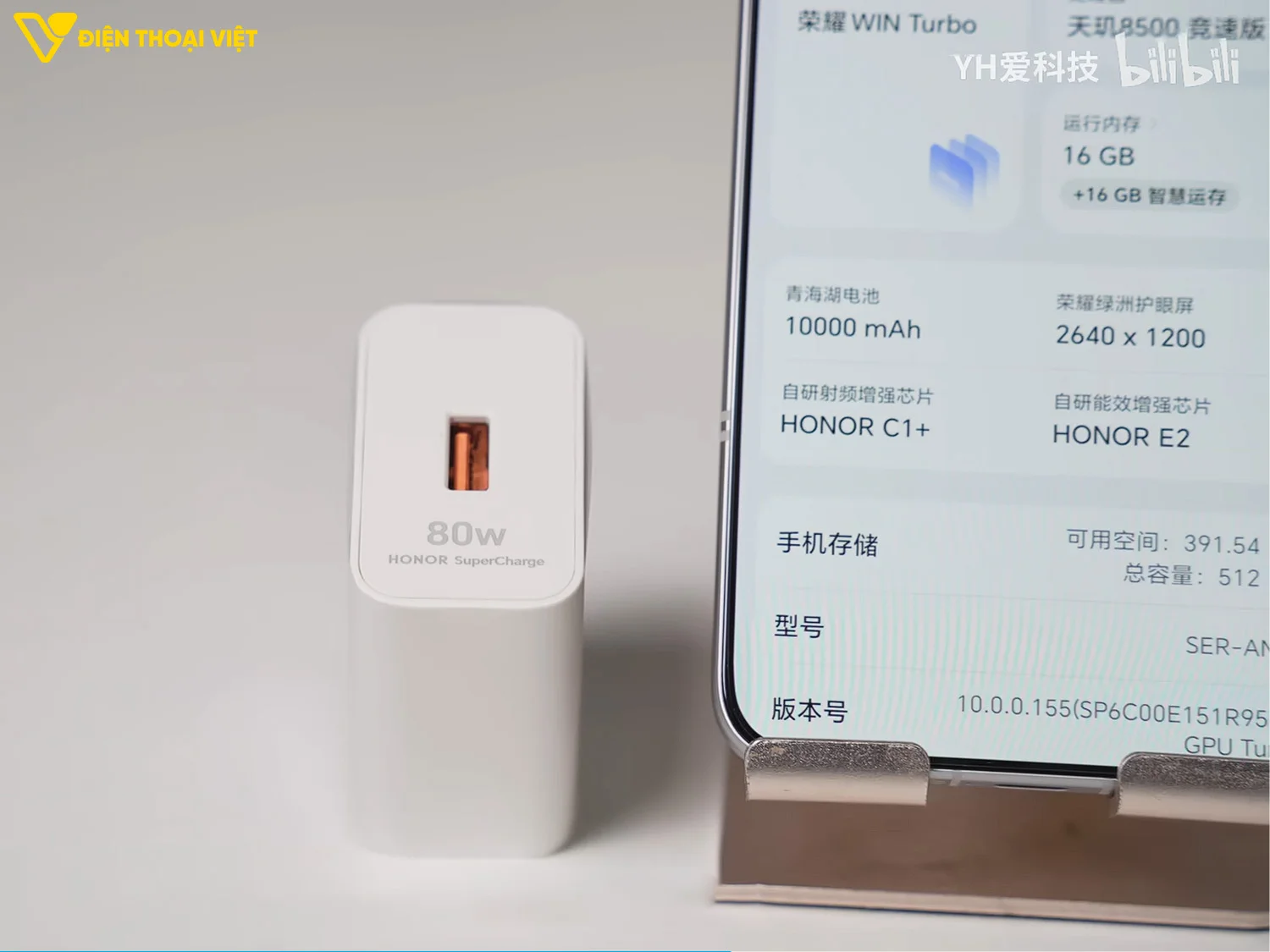 Pin 10.000mAh và sạc 80W trên Honor WIN Turbo