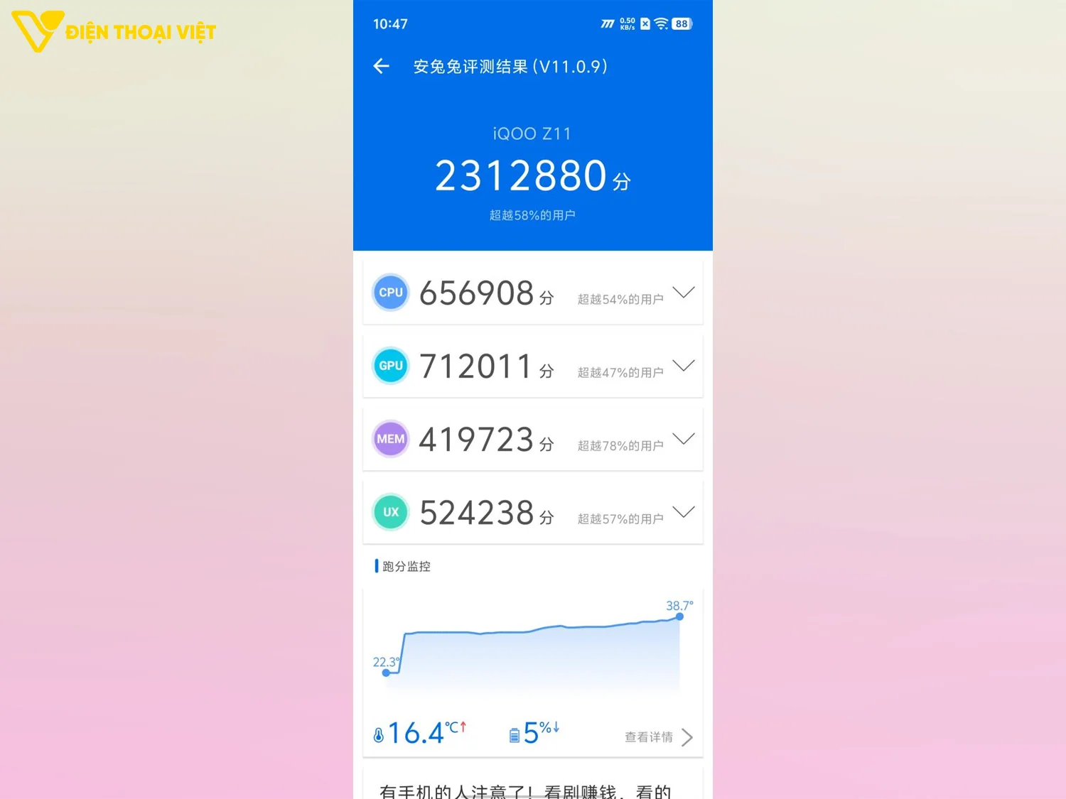 Điểm AnTuTu trên iQOO Z11