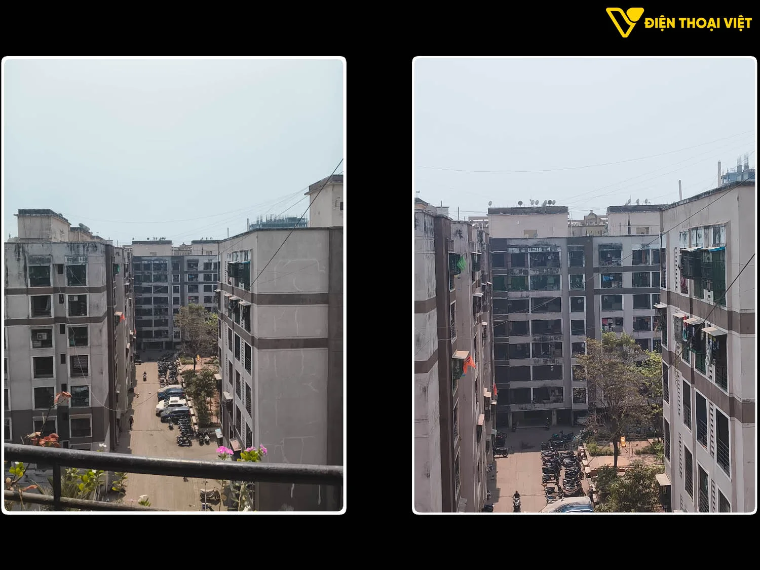 Ảnh chụp zoom 1x và zoom xa đường bộ