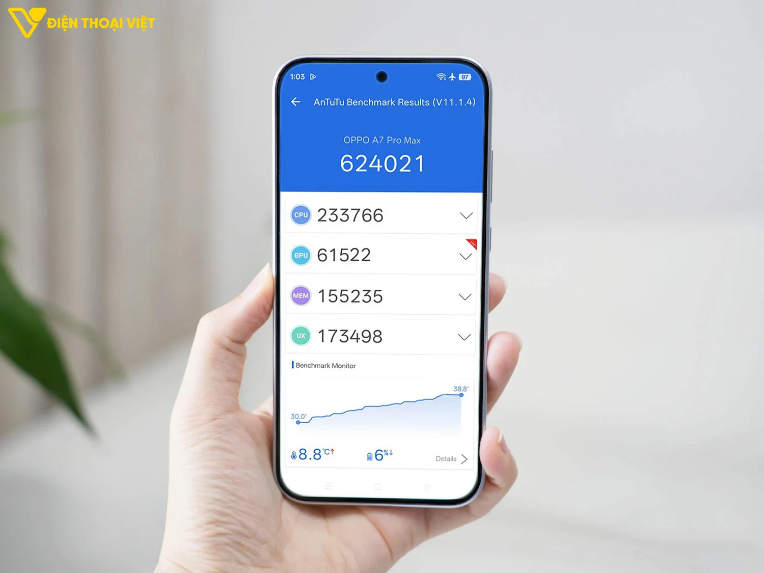 Đánh giá OPPO A7 Pro Max: Hiệu năng đạt 624.021 điểm AnTuTu V11