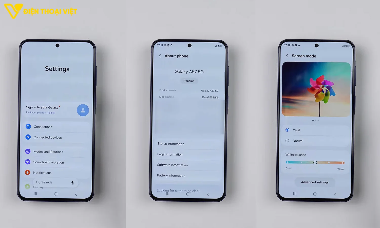 Giao diện người dùng trên Samsung A57