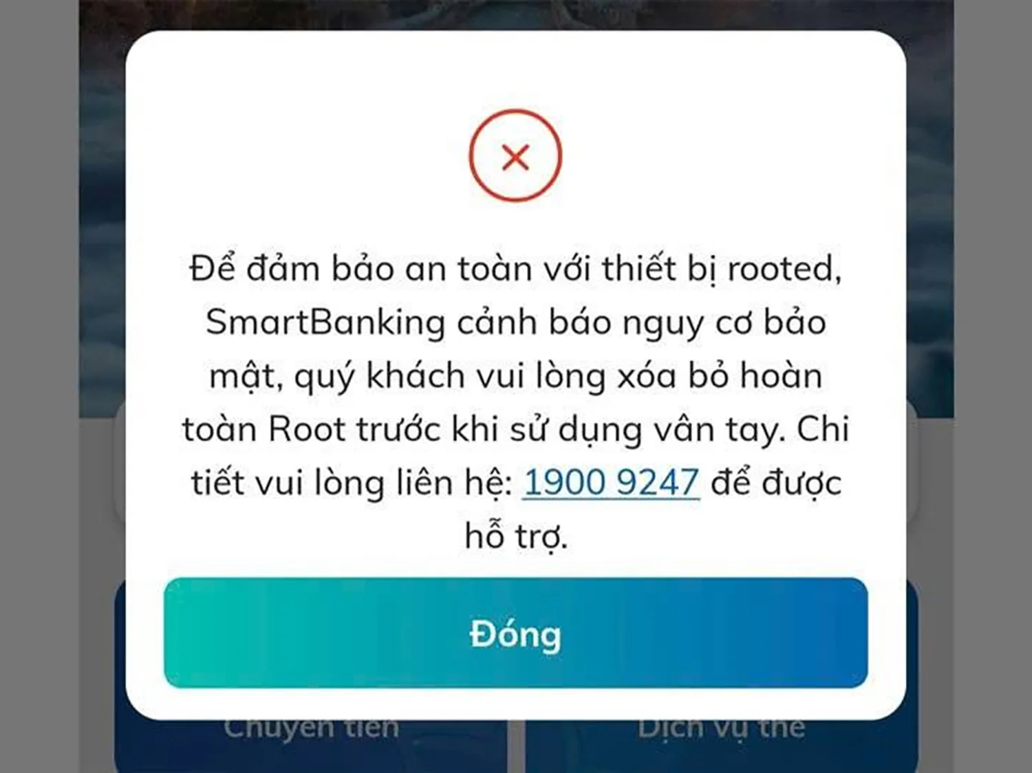 App BIDV từ chối đăng nhập với thiết bị đã ROOT