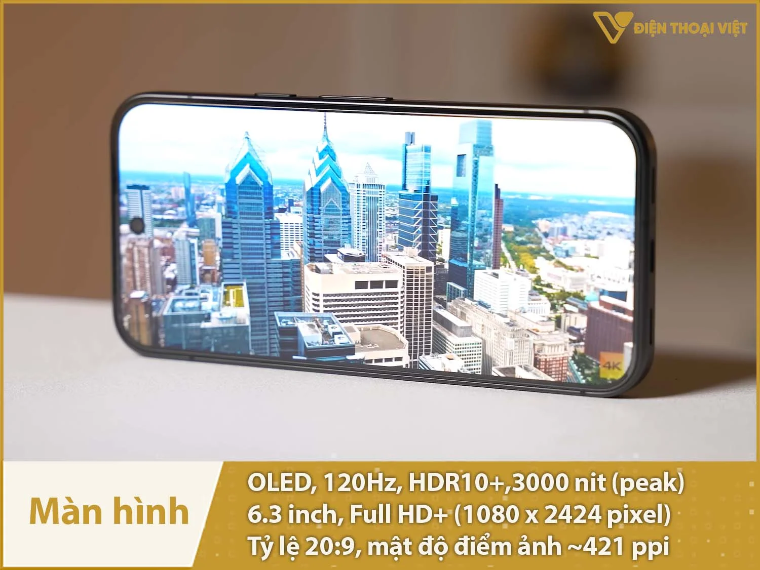 Màn hình OLED 6,3 inch 120Hz, độ sáng cực cao 3000nit