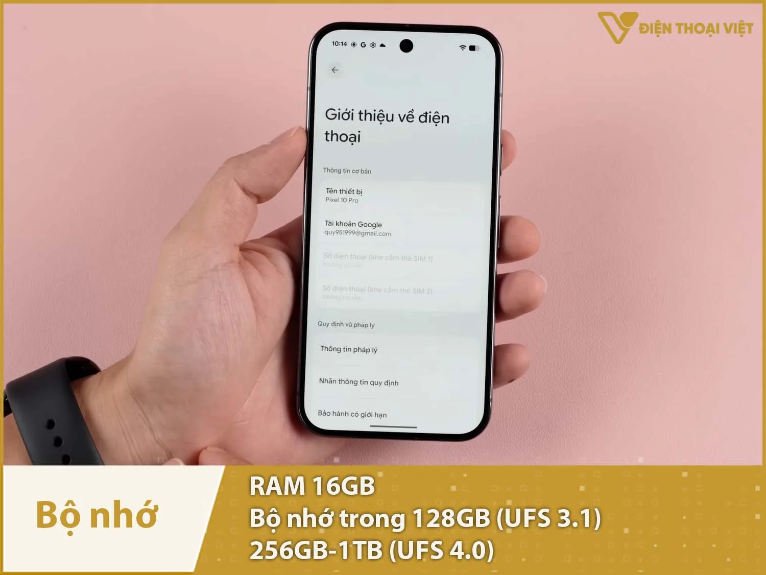 Google Pixel 10 Pro có RAM 16GB & Bộ nhớ trong 128GB-1TB