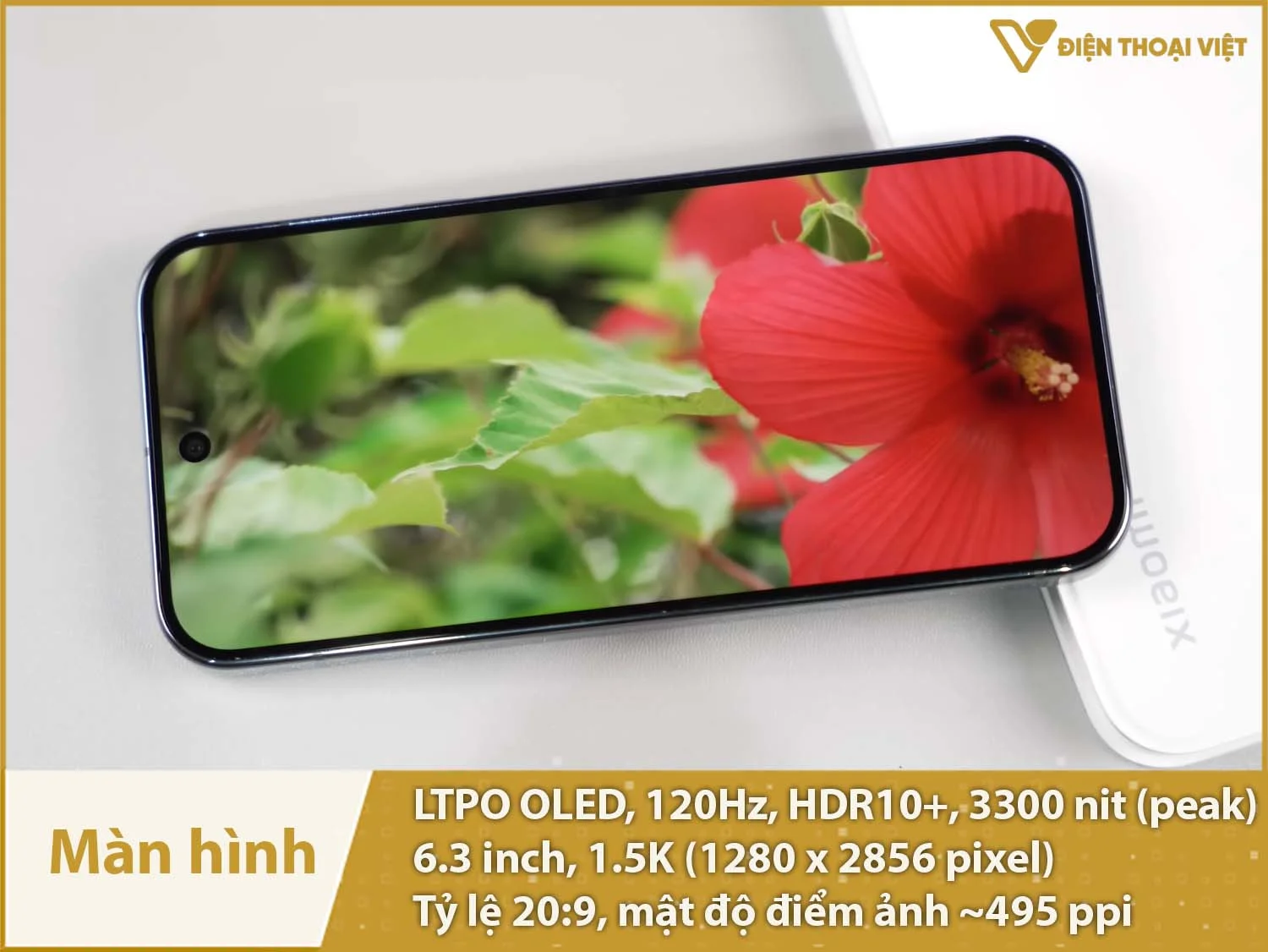 Màn hình 6.3 inch 1.5K LTPO OLED 120Hz, độ sáng 3300 nit