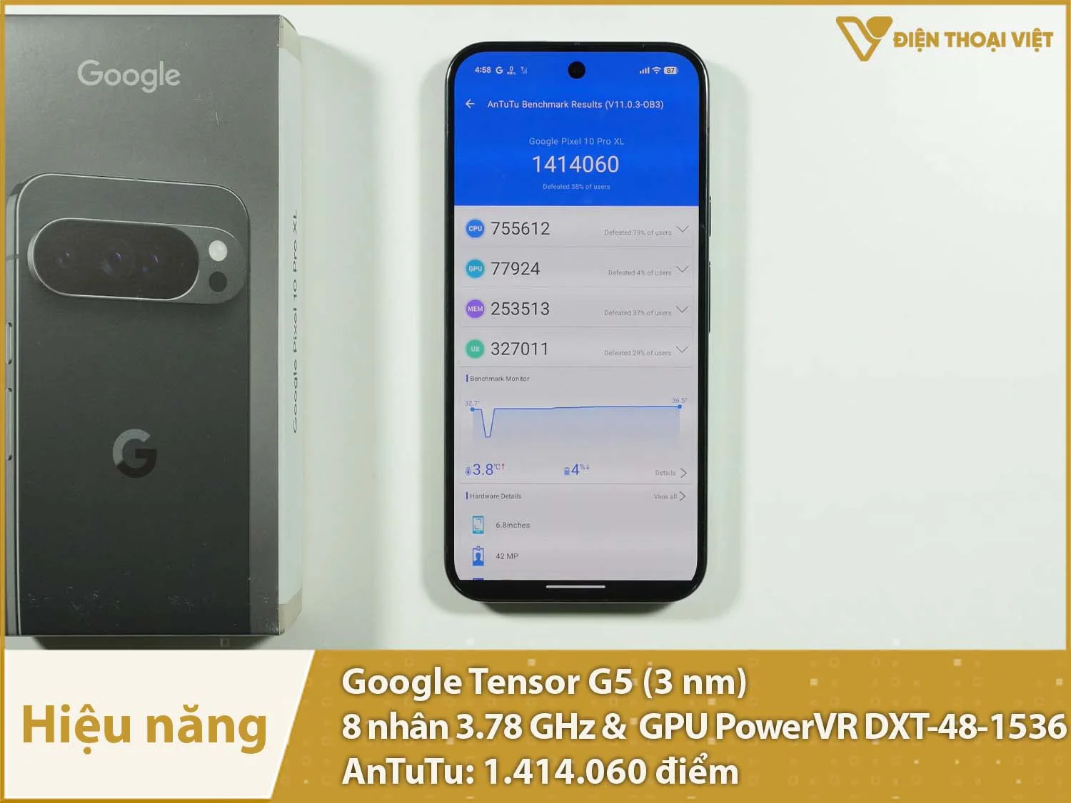 Hiệu năng mạnh mẽ với 1.414.060 điểm AnTuTu