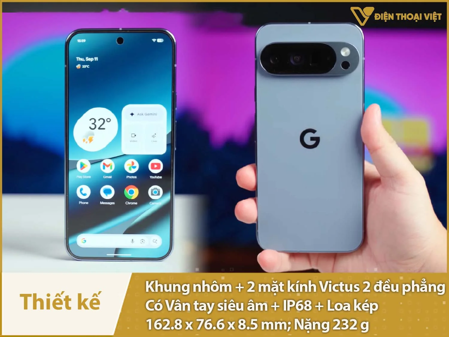 Thiết kế vuông vức, cao cấp, sang trọng có IP68